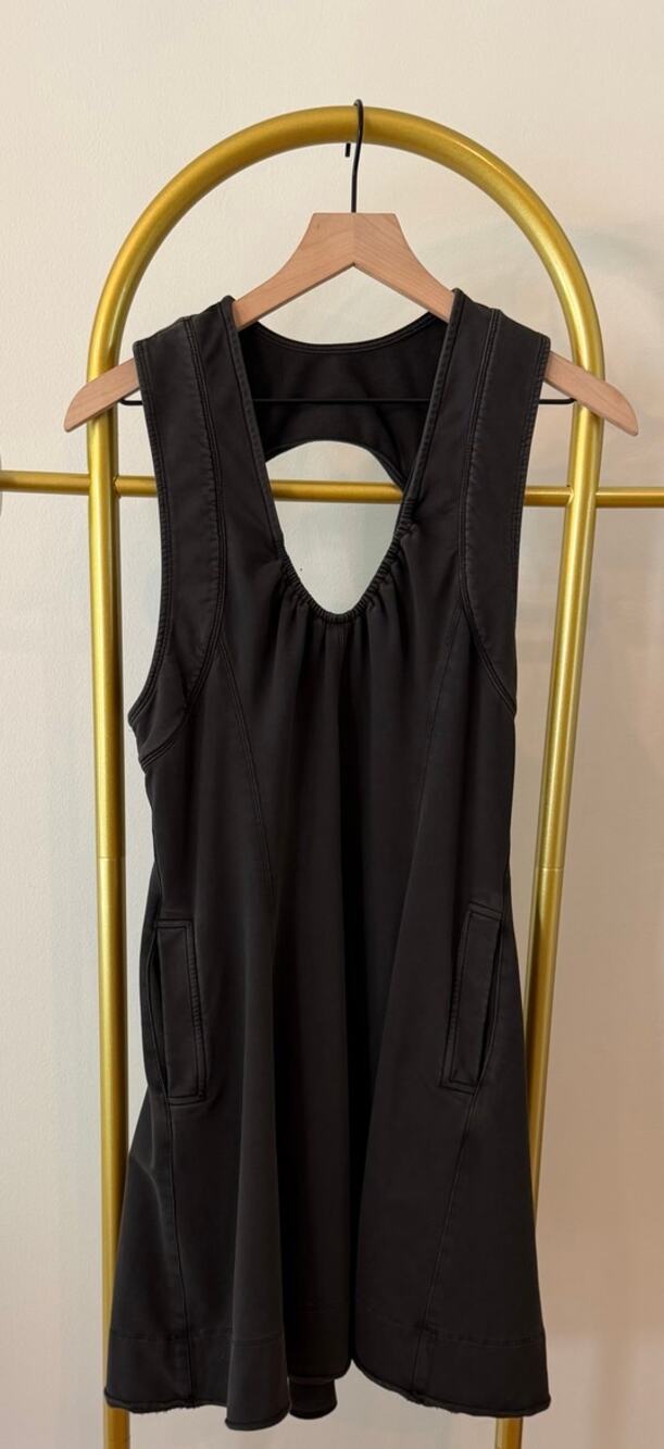 Anthropologie Daily Practice Faded Black Cotton Mini Dress, Large